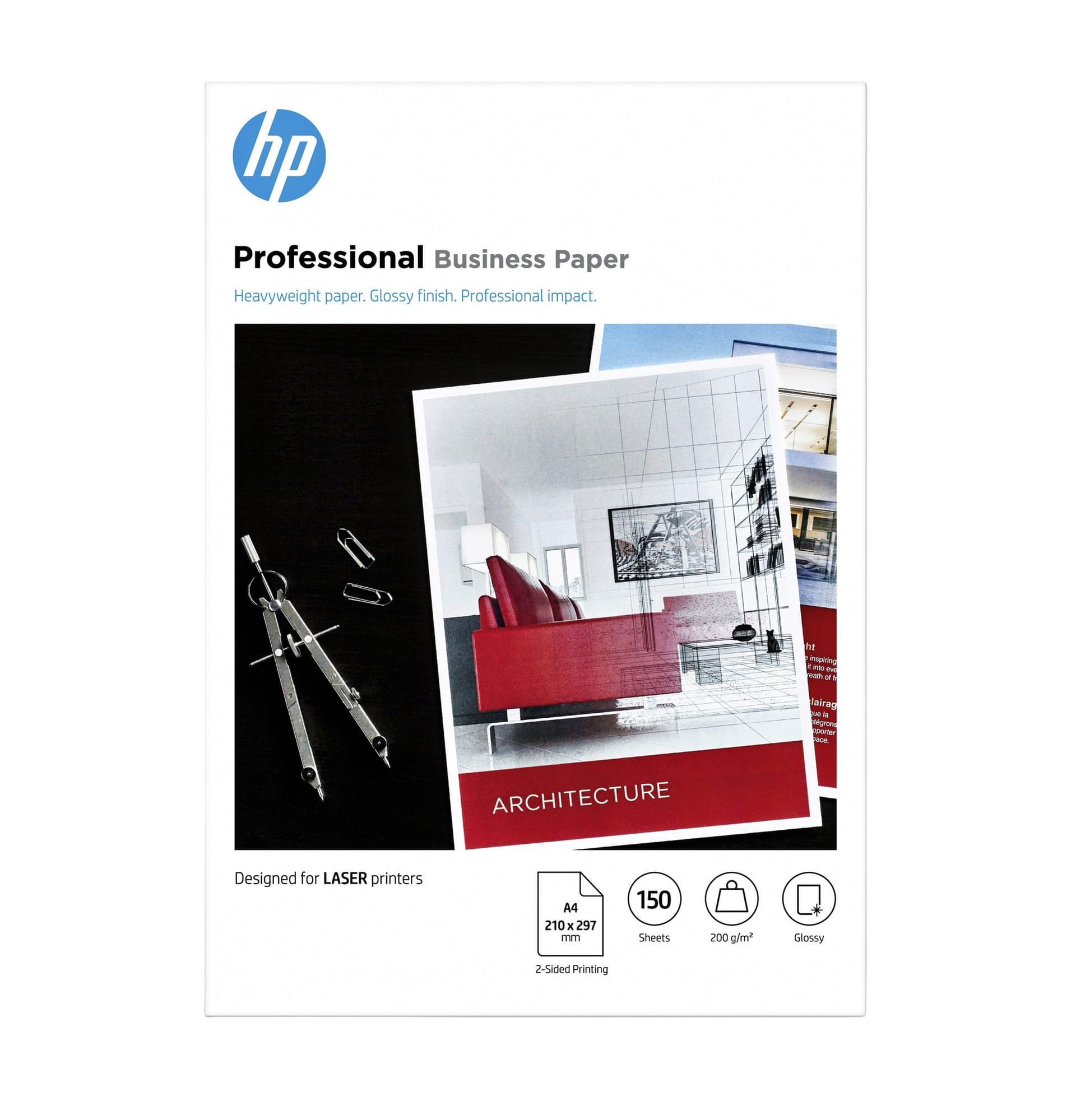 Fotopapier laser HP 7MV83A 200gr A4 glans wit 150 vel 2