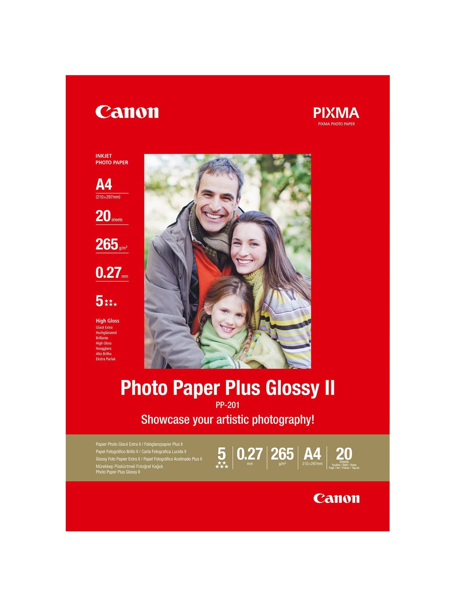 Inkjetpapier Canon PP-201 A4 265gr glans 20 vel