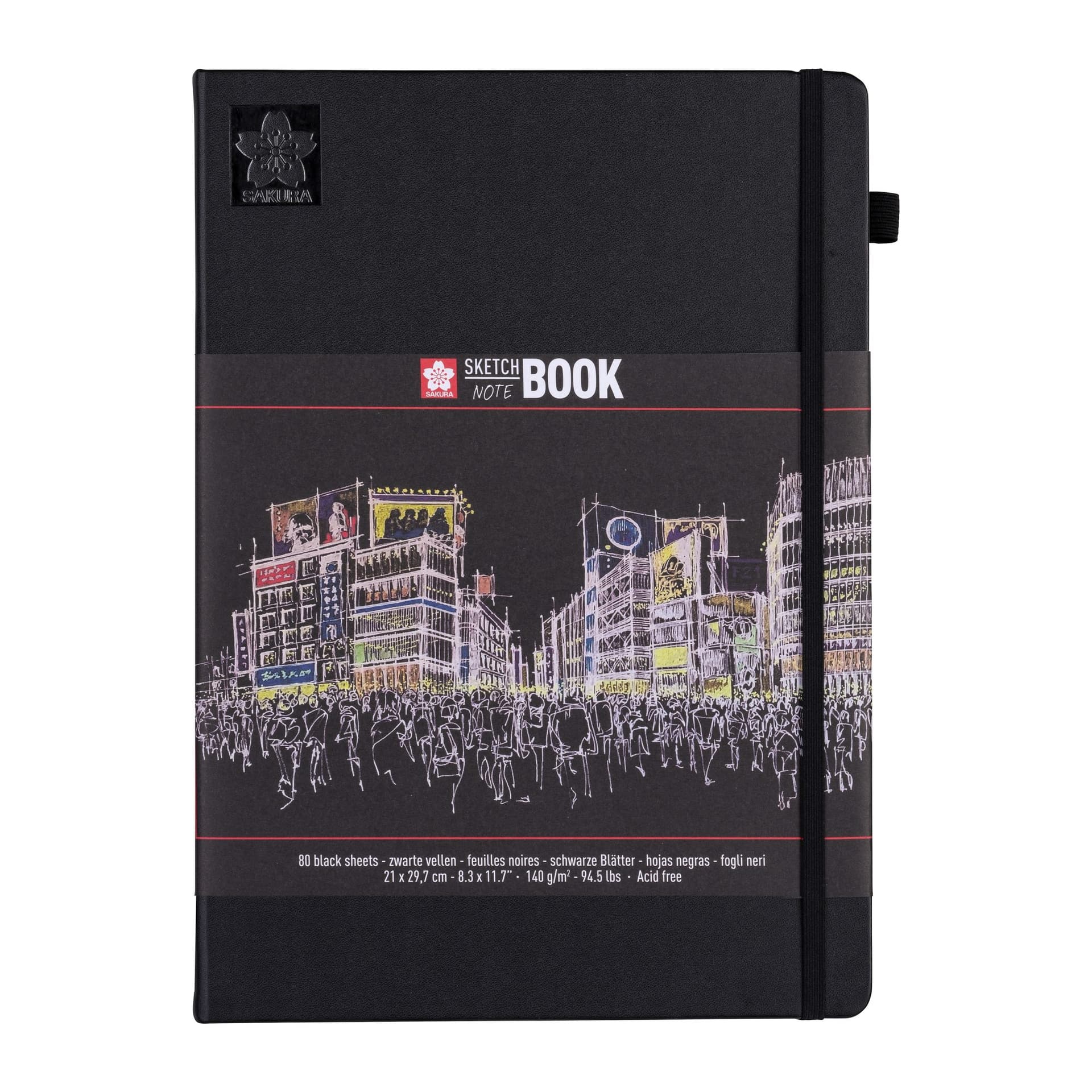 Schetsboek Sakura 80 zwarte vellen 140gr 210x297mm zwart