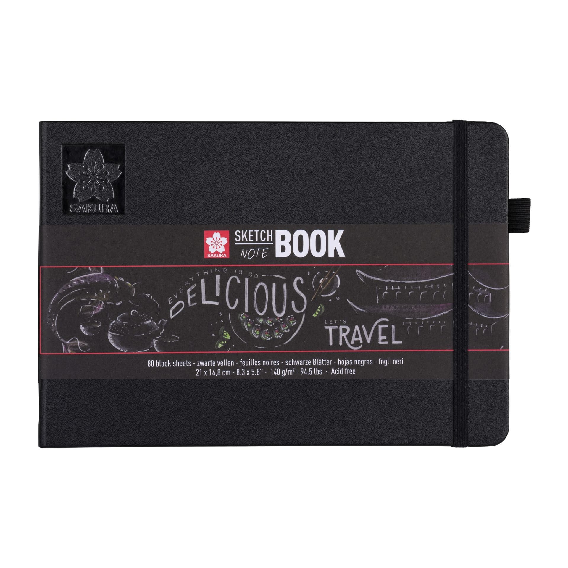 Schetsboek Sakura 80 zwarte vellen 140gr 210x148mm zwart