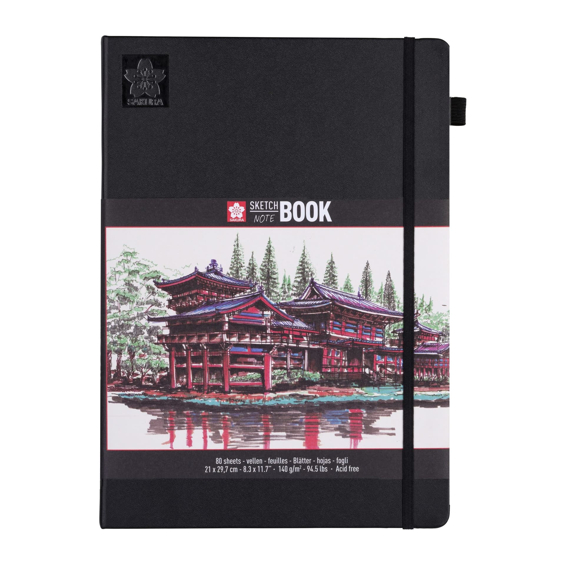 Schetsboek Sakura 80 witte vellen 140gr 210x297mm zwart