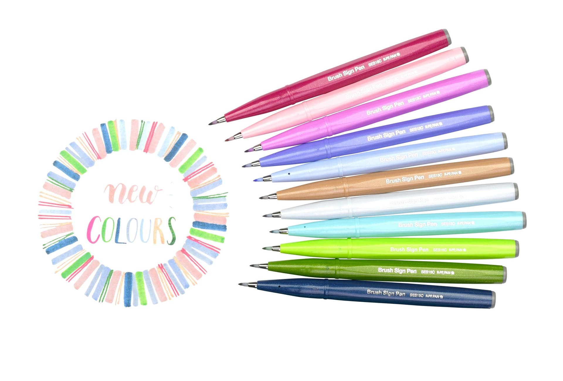 Brushpen Pentel Sign SES15C pastel assorti 12 stuks 3
