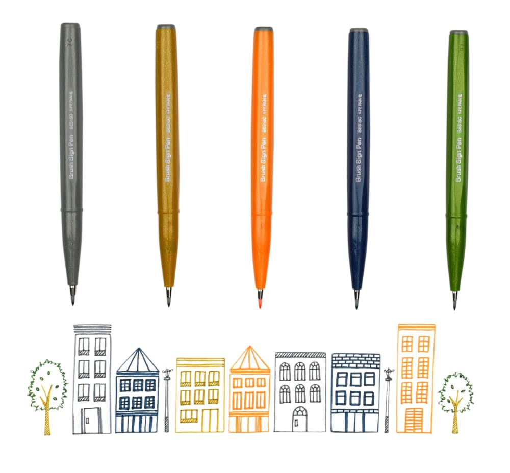 Brushpen Pentel Sign SES15C pastel assorti 12 stuks 6