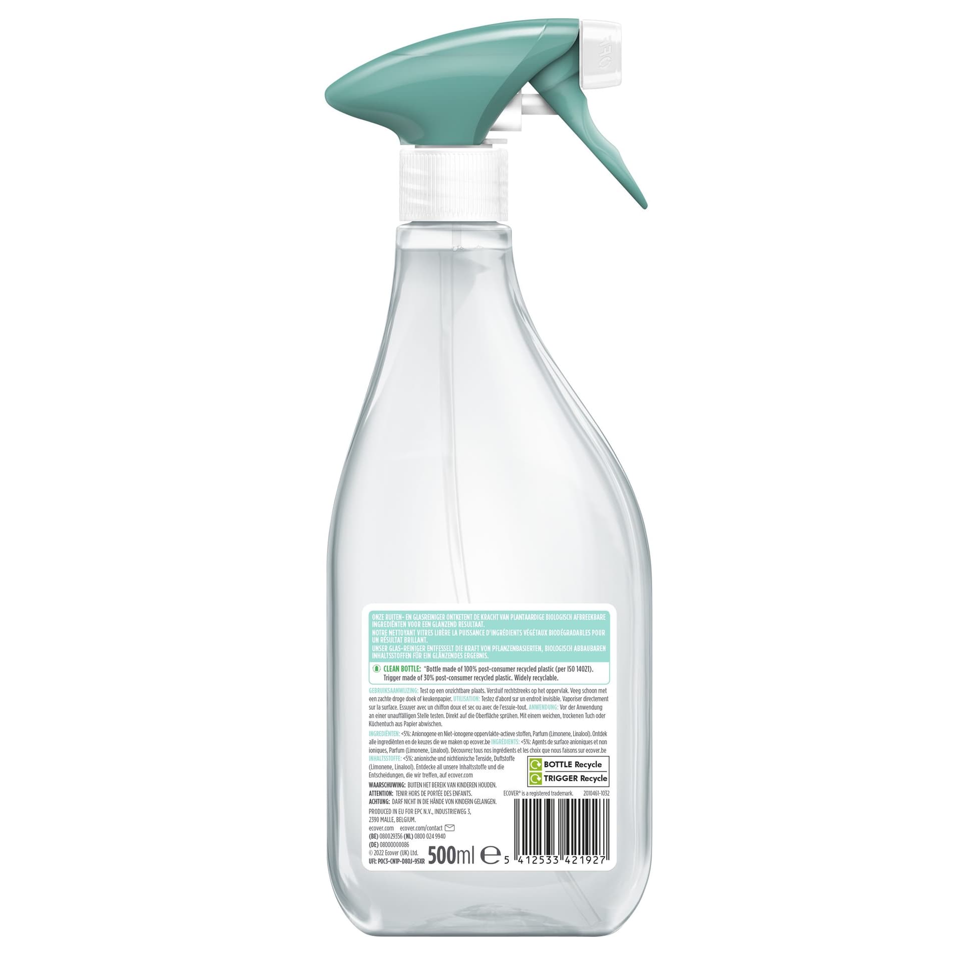 Glasreiniger Ecover groene thee & grapefruit spray 500ml 2