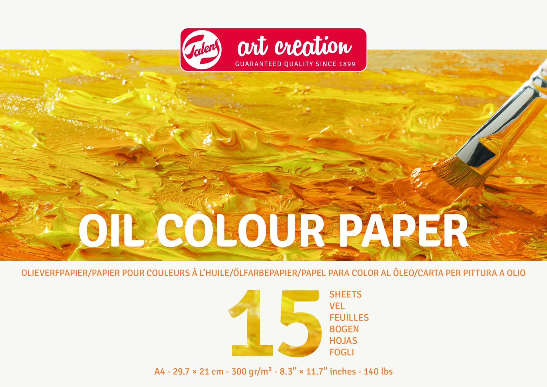 Olieverfpapier Talens Art Creation 15 witte vellen 300gr A4 geel