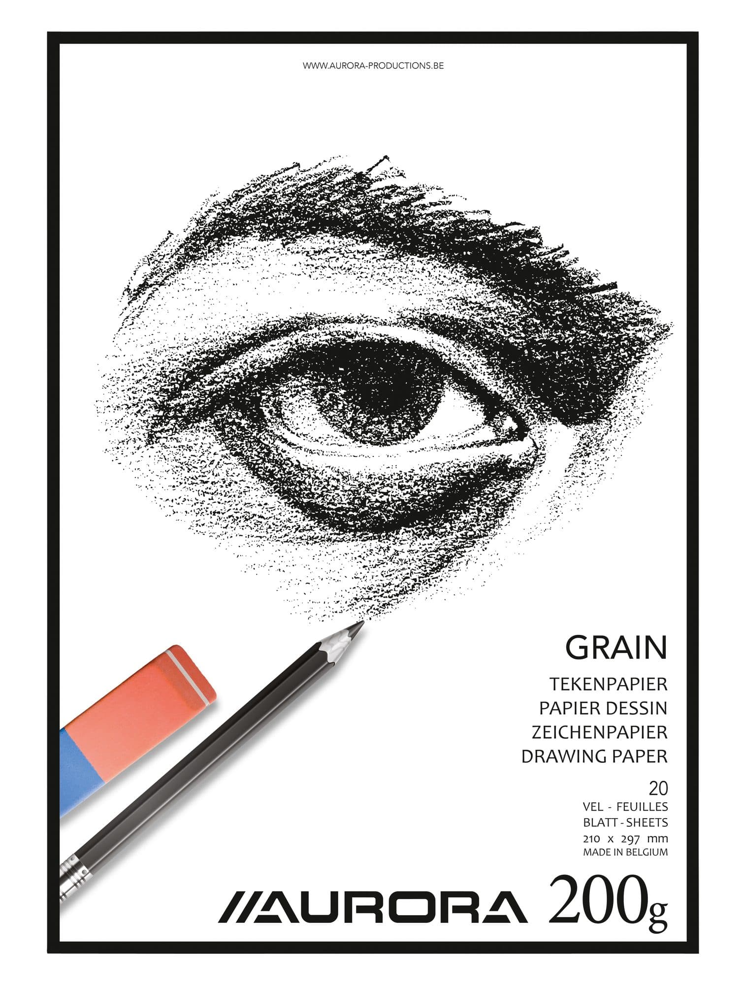 Tekenblok Aurora A4 20 vel 200 gram Grain papier