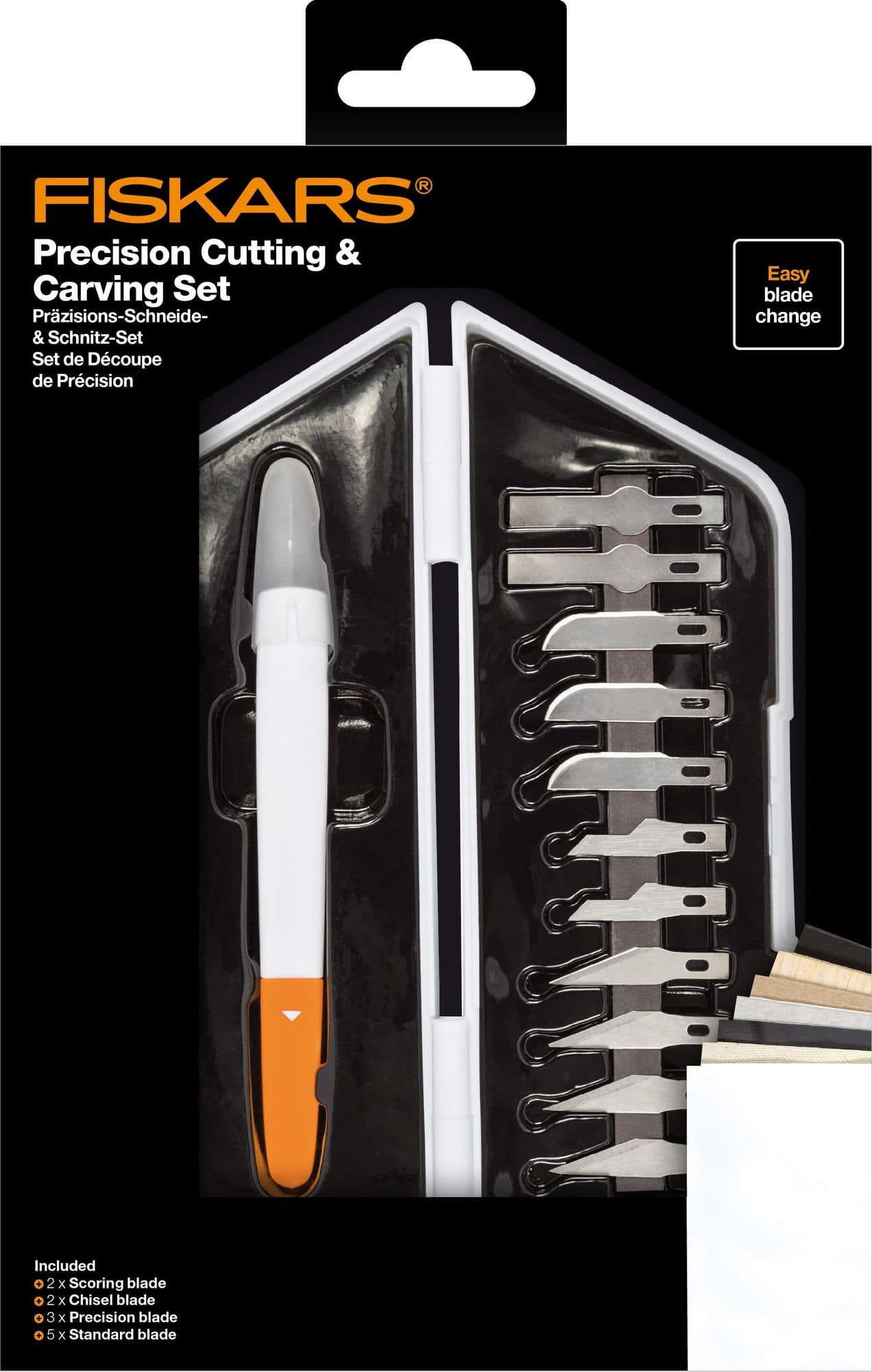 Precisiemes Fiskars Medium Duty set à 12 mesbladen wit