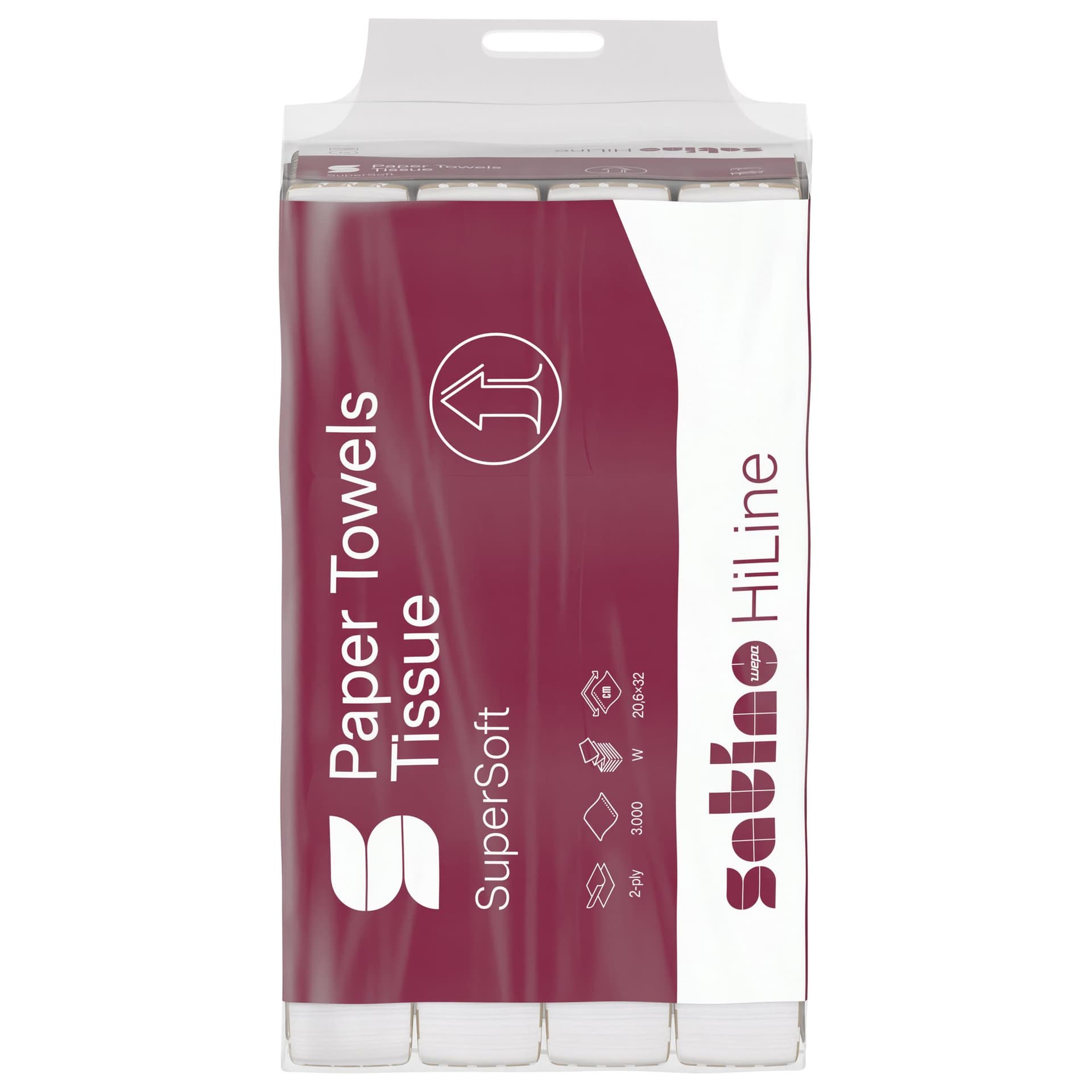 Handdoek Satino PT2 HiLine w-vouw 2-laags 206x320mm 25x120 vel wit 276600 2