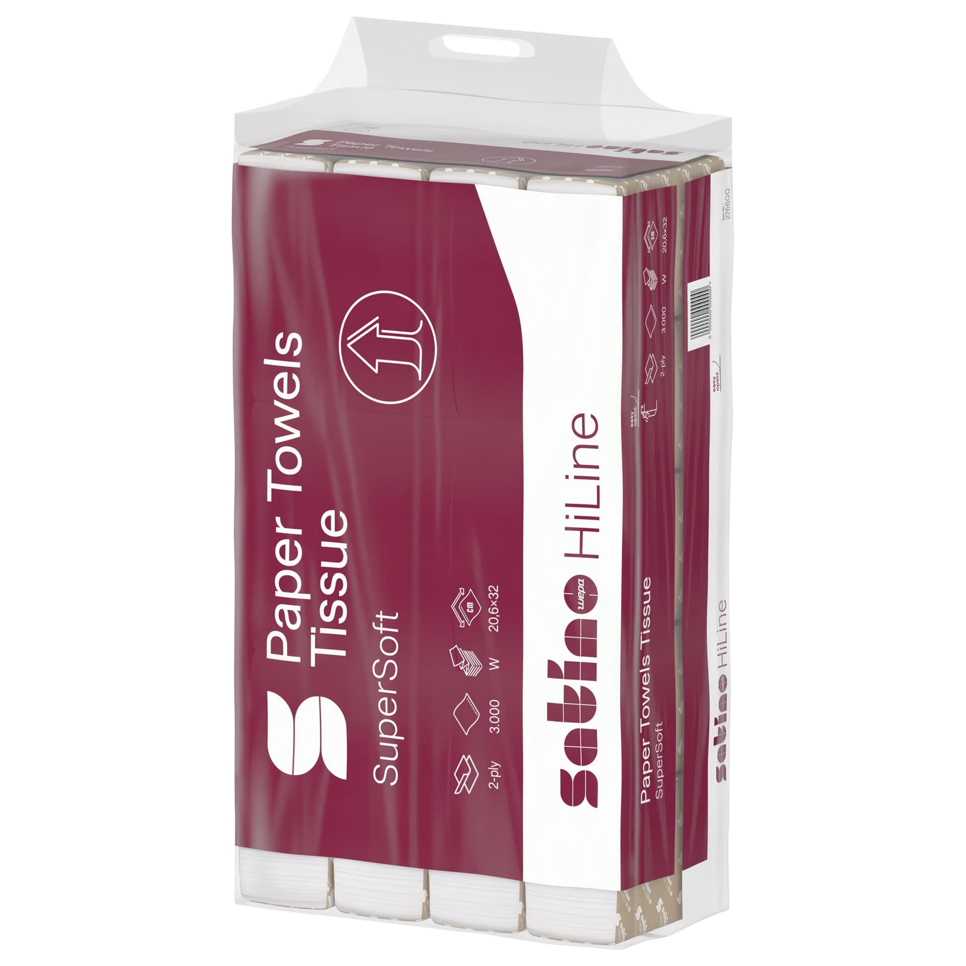 Handdoek Satino PT2 HiLine w-vouw 2-laags 206x320mm 25x120 vel wit 276600 3