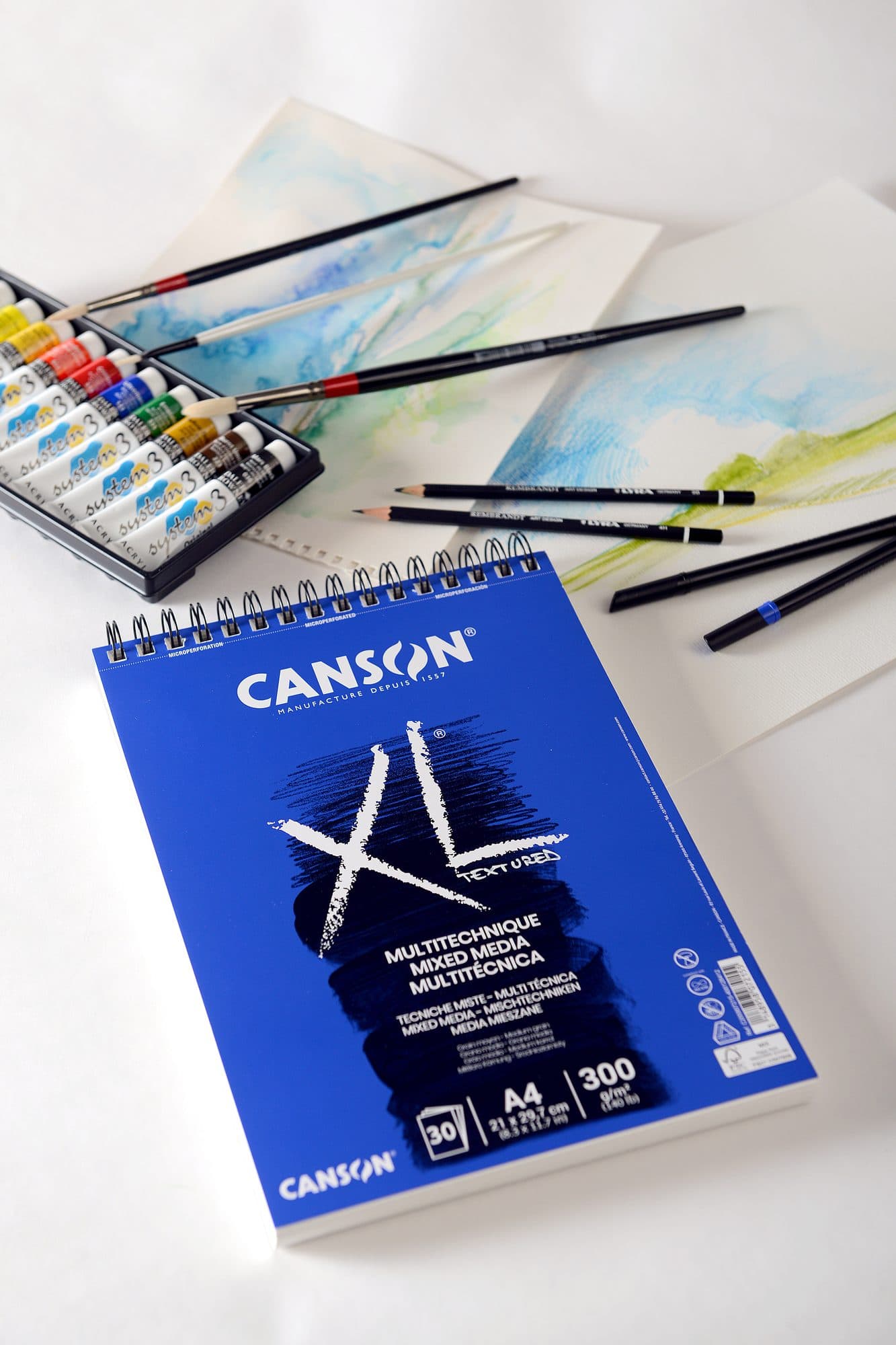 Mixed mediapapier Canson XL Textured Mixed Media 15vel 300gr A5 wit 2