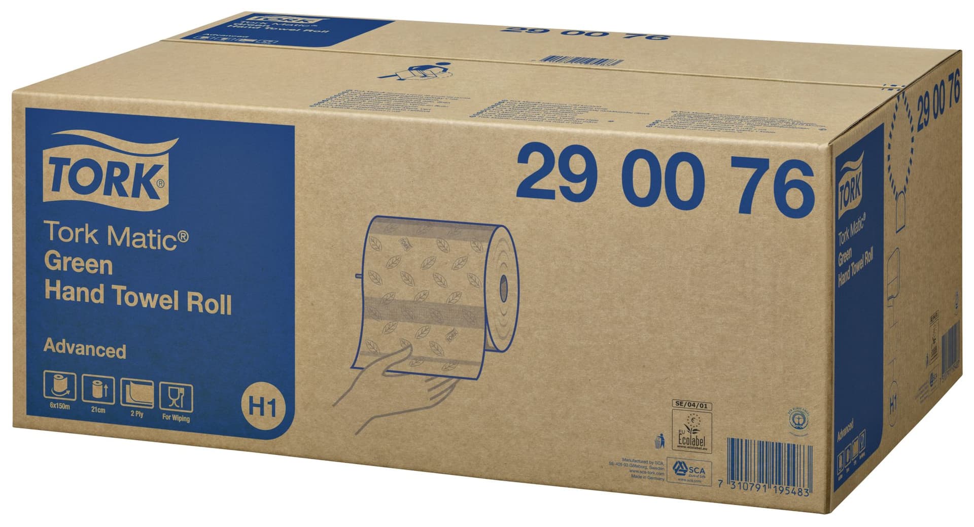 Handdoekrol Tork H1 Matic Advanced 2-laags 150m groen 290076 2