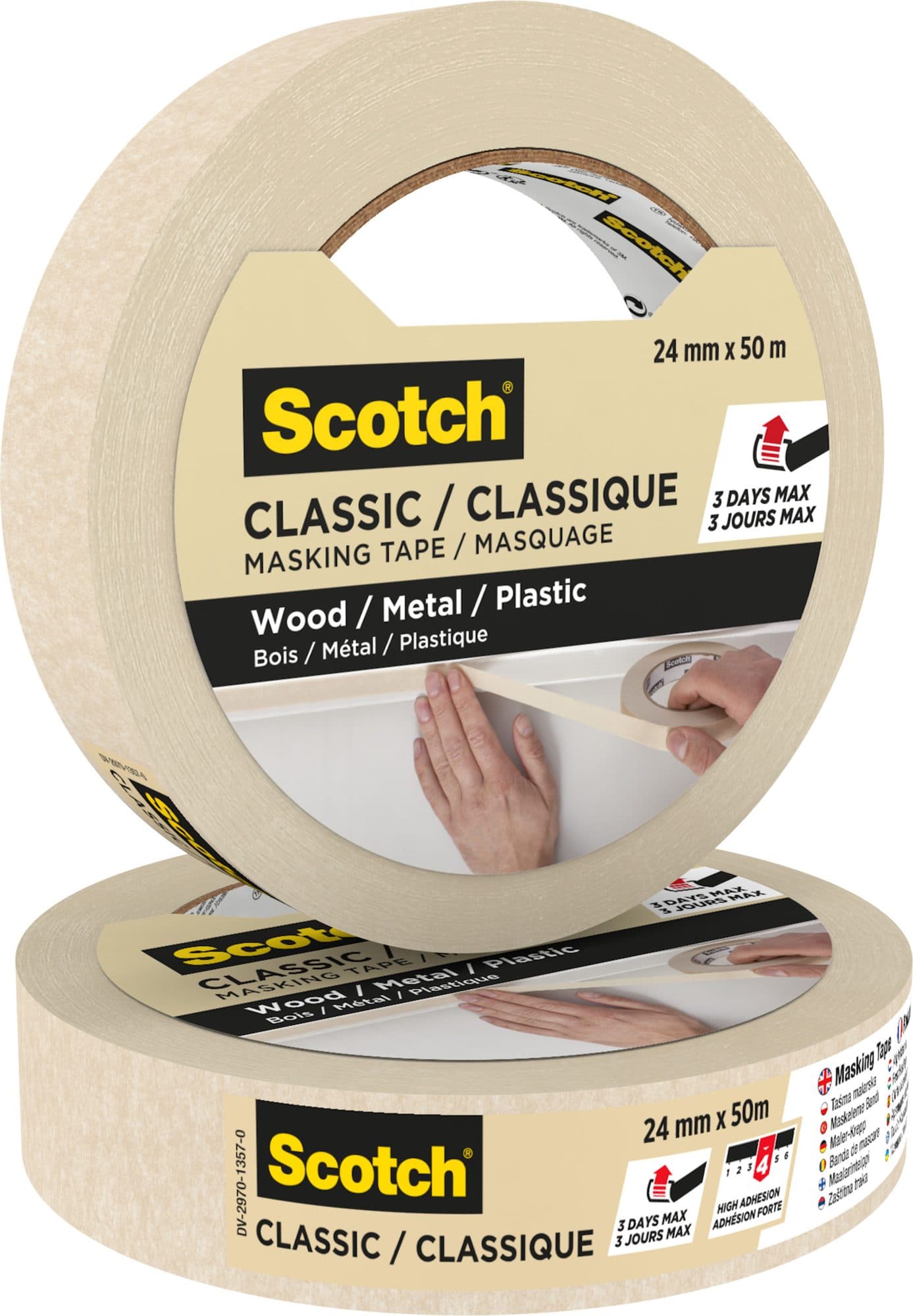 Afplaktape Scotch Classic 24mmx50m beige 2