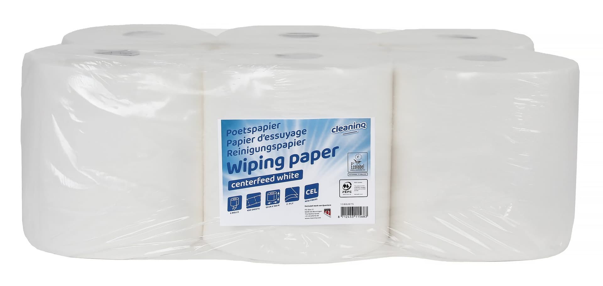 Poetspapier Cleaninq M2 2-laags 6x450 vel wit