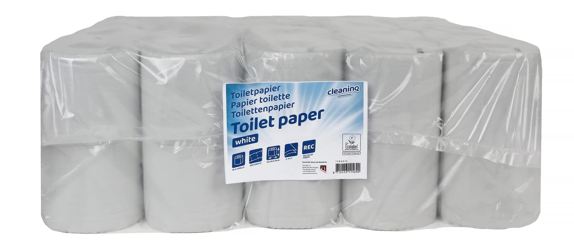 Toiletpapier Cleaninq T4 2-laags 40x400 vel recycled wit