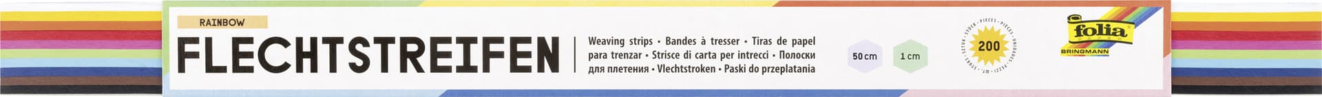Vlechtstroken Folia 50x1cm 130gr 200 stroken assorti kleuren