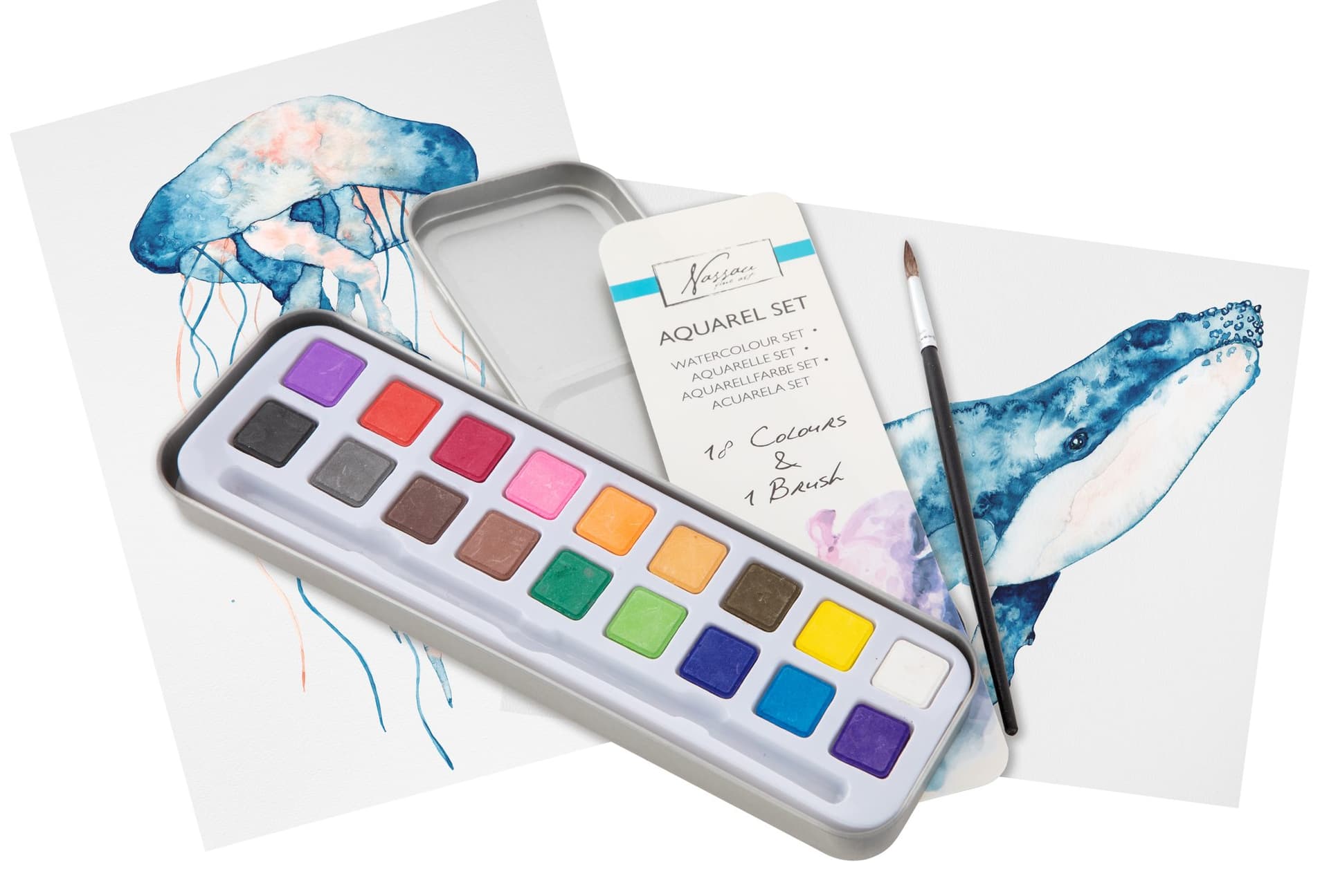 Aquarelverf Nassau Art blik à 18 napjes en penseel 4