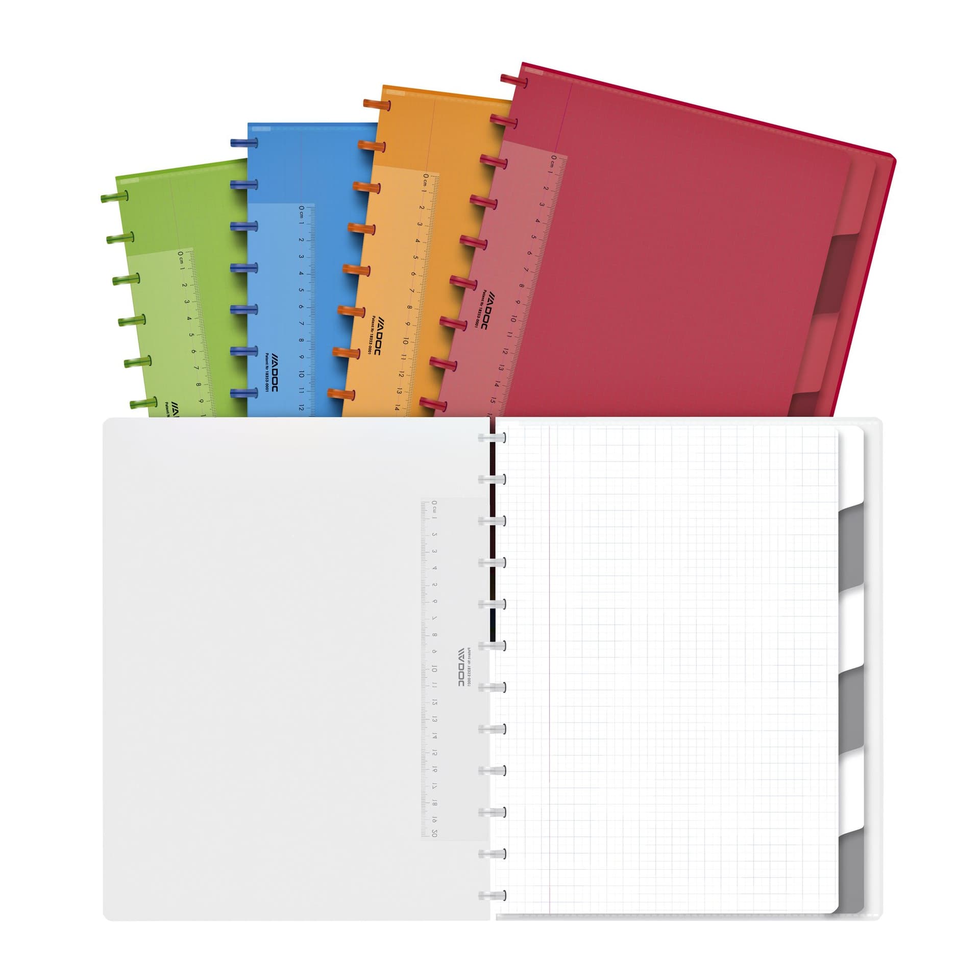 Schrift Adoc A4 ruit 5x5mm 144 pagina's 90gr met 6 tabbladen assorti