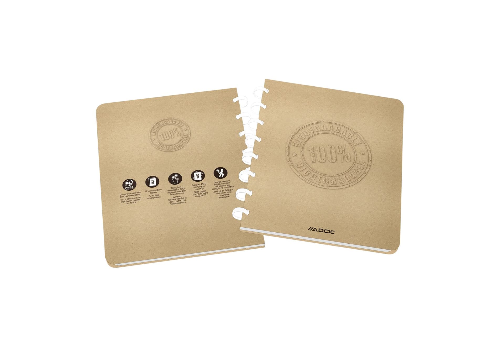 Schrift Adoc BIO A5 ruit 5x5mm 144 pagina's 90gr kraft