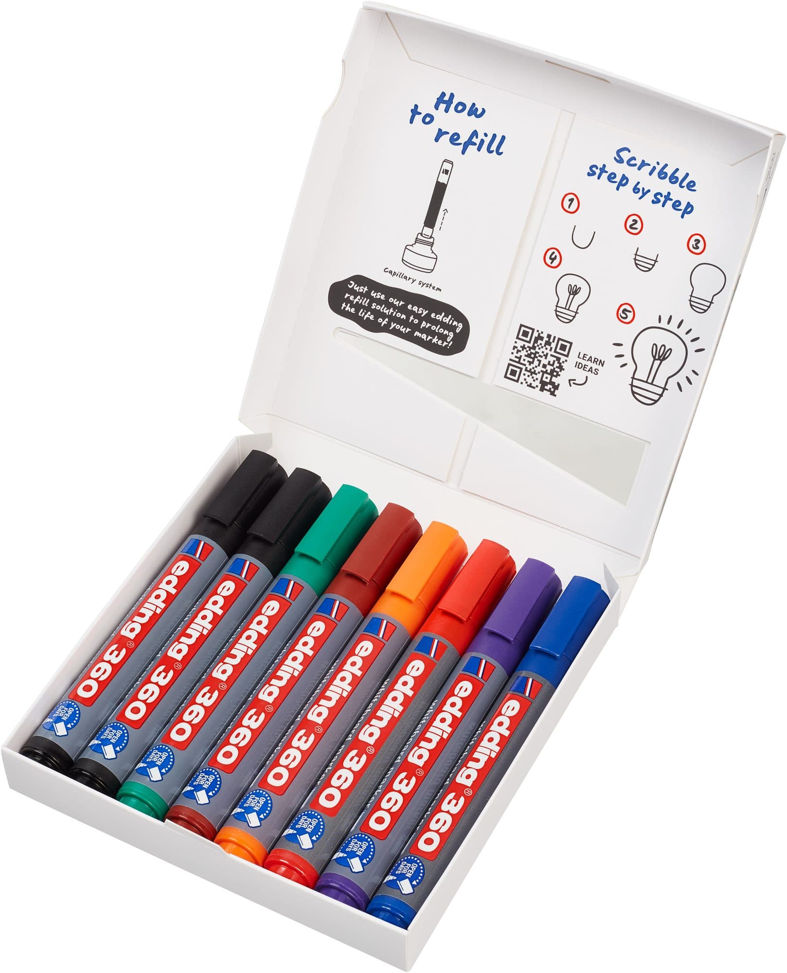Whiteboardmarker edding 360 rond 1.5-3mm assorti 8 stuks 2
