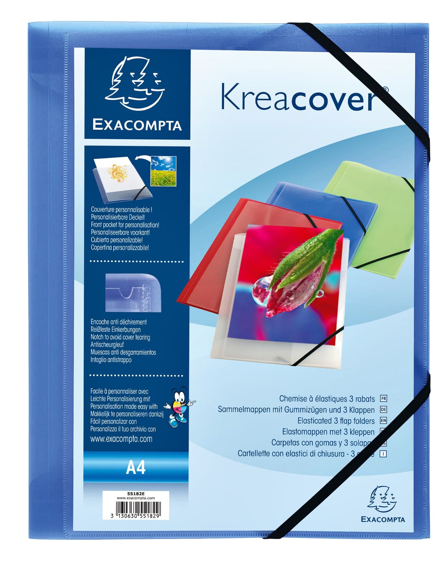 Elastomap Exacompta Kreacover A4 3 kleppen PP assorti 2