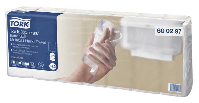 Handdoek Tork H2 Xpress Premium multifold 2-laags 212x340mm 7x100 vel wit 600297 2
