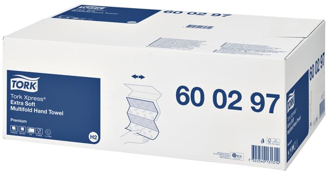 Handdoek Tork H2 Xpress Premium multifold 2-laags 212x340mm 7x100 vel wit 600297 3