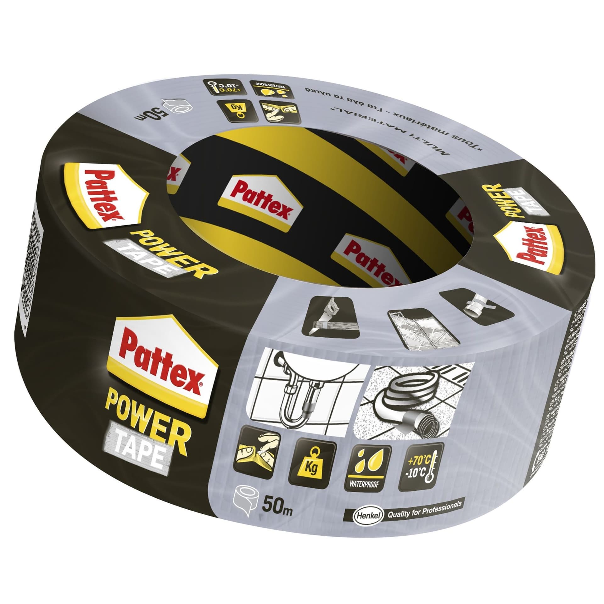 Plakband Pattex Power Tape 50mmx50m grijs 2