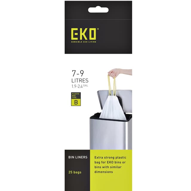Afvalzak EKO MDPE type B met trekband 40x45cm 7-9L wit rol à 25 stuks 2