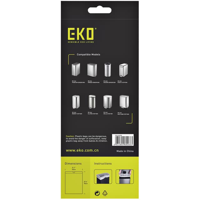 Afvalzak EKO MDPE type E met trekband 55x70cm 25-35L wit rol à 12 stuks 3