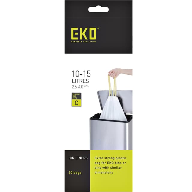Afvalzak EKO MDPE type C met trekband 45x50cm 10-15L wit rol à 20 stuks 2