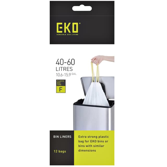 Afvalzak EKO MDPE type F met trekband 64x75cm 40-60L wit rol à 12 stuks 2