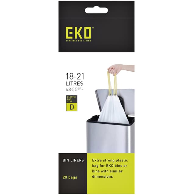 Afvalzak EKO MDPE type D met trekband 55x55cm 18-21L wit rol à 20 stuks 2
