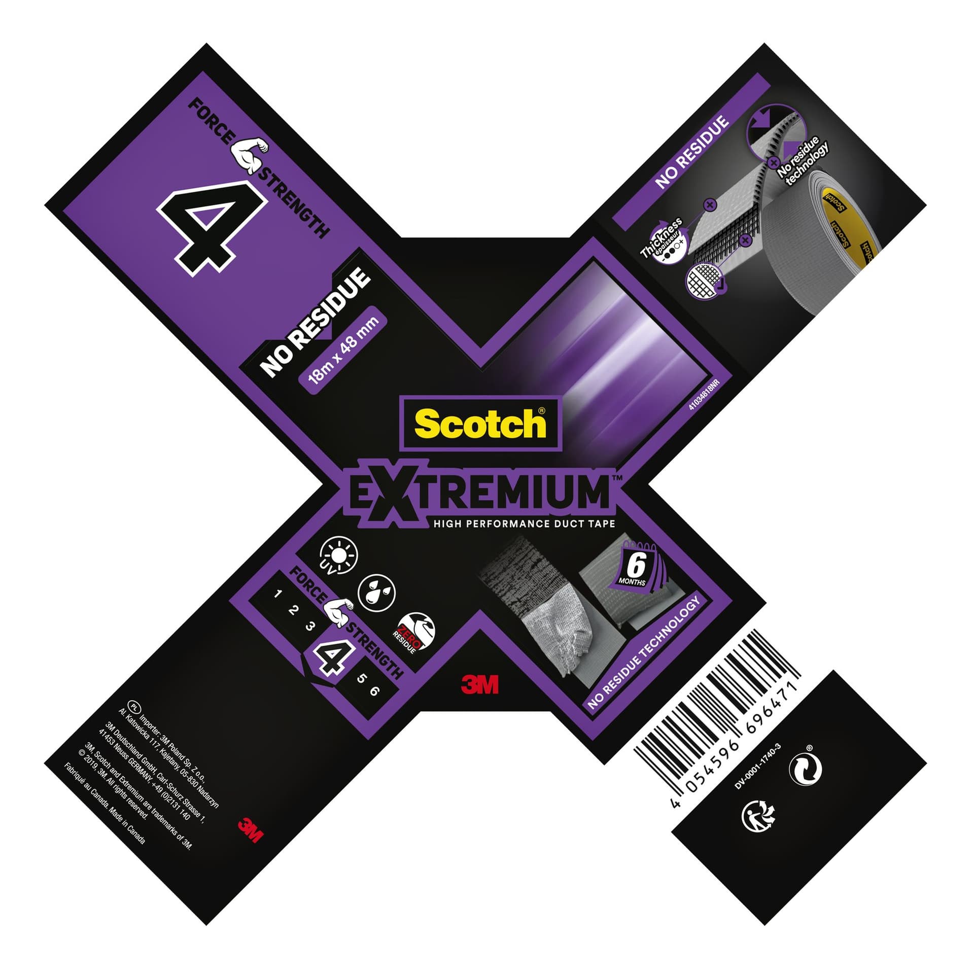 Duct tape Scotch Extremium no residue 18.2mx48mm grijs 9