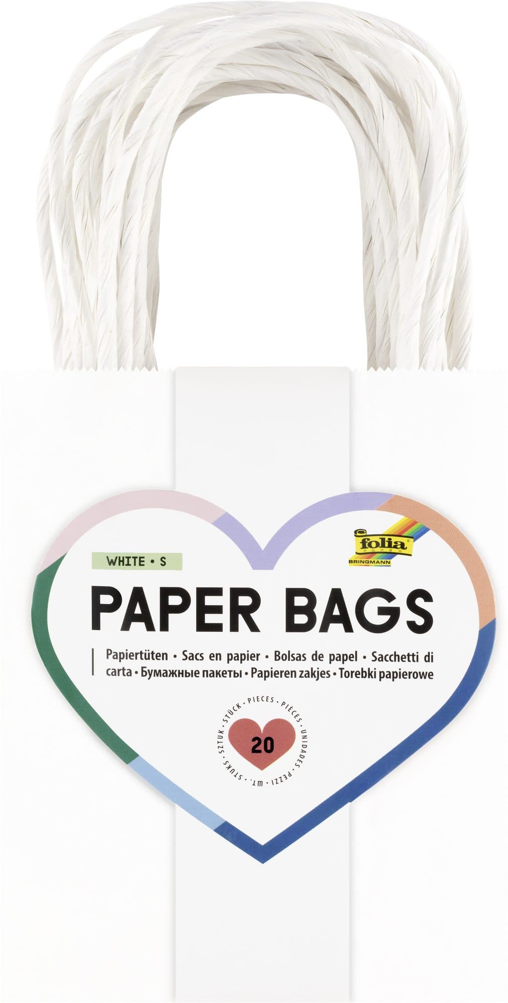 Tas met handvat Folia kraftpapier 110gr 12x15x5.5cm 20 stuks wit