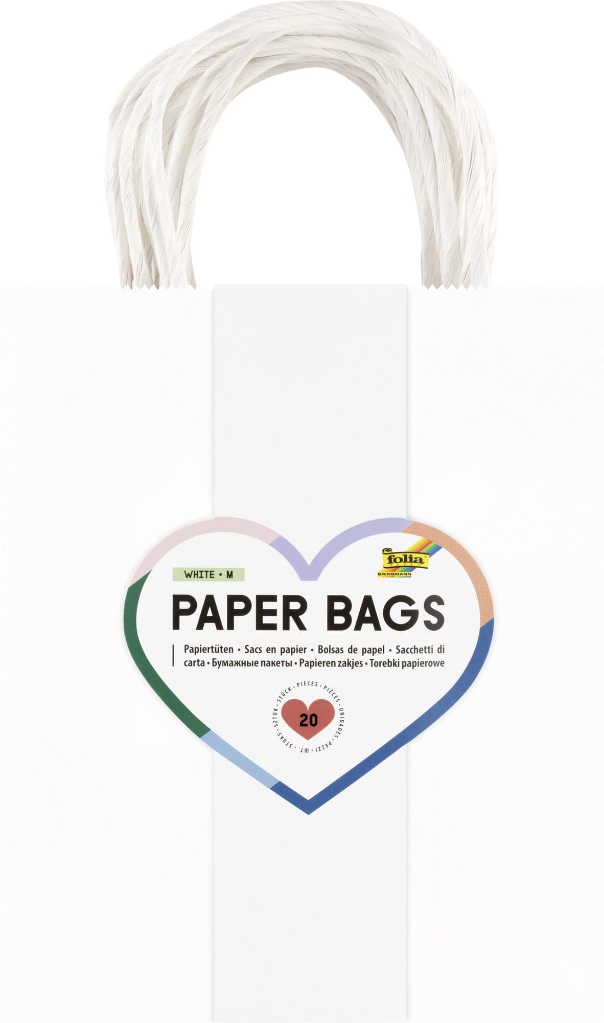 Tas met handvat Folia kraftpapier 110gr 18x21x8cm 20 stuks wit