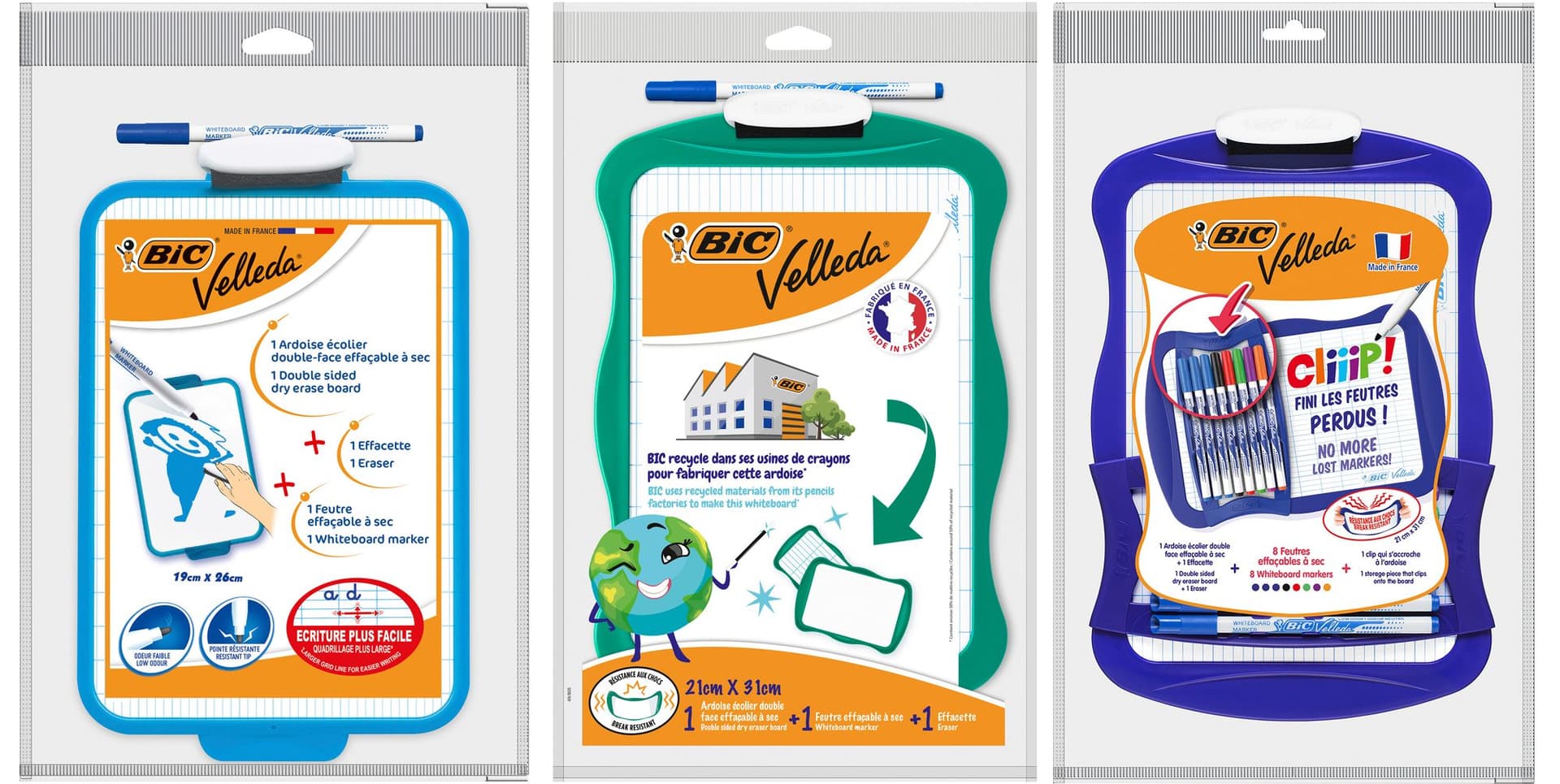 Whiteboard Bic Velleda 21x31cm inclusief stift en wisser recycle 2