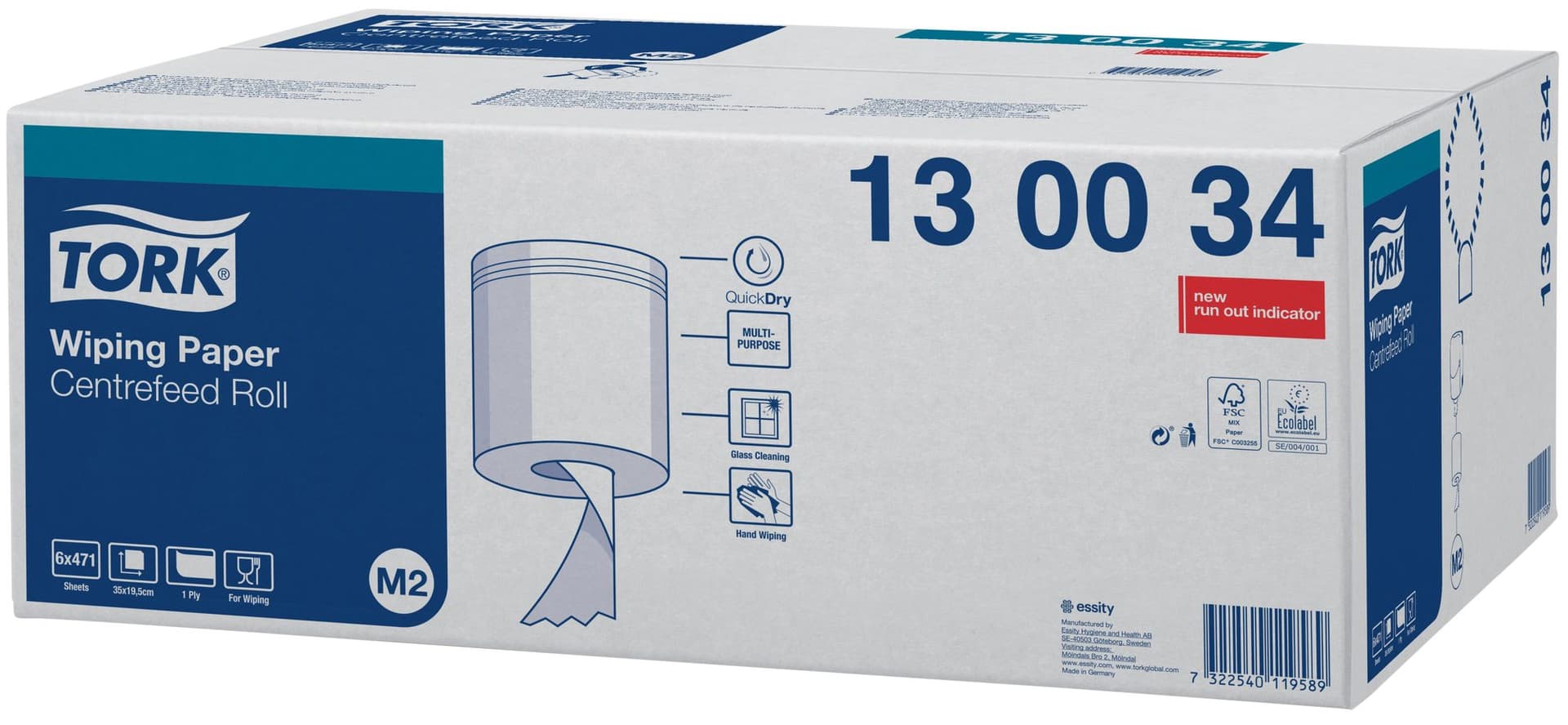 Poetspapier Tork M2 Premium 1-laags 165m wit 130034 3