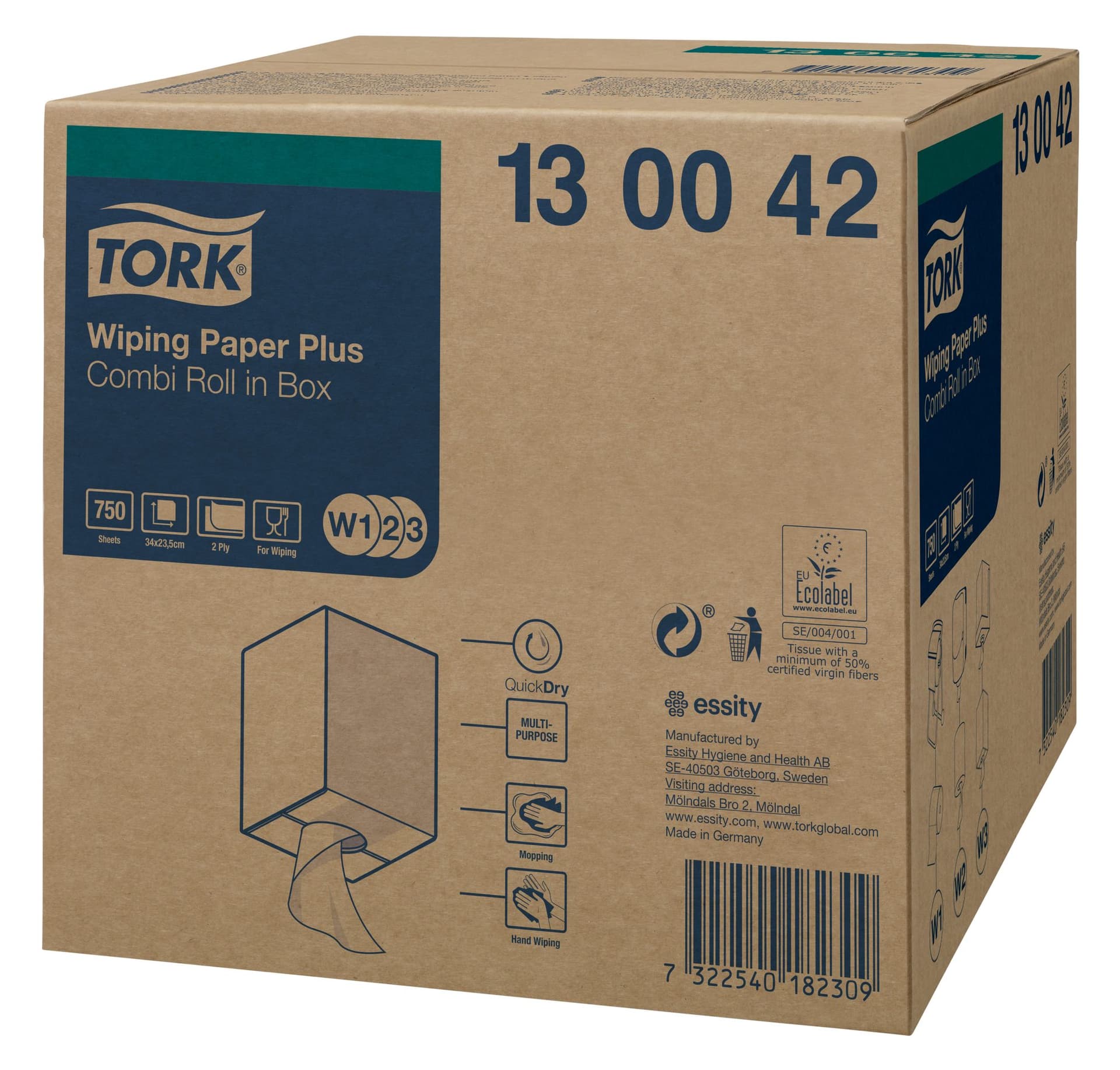 Poetspapier Tork W2 Plus Premium 2-laags 750 vel wit 130042 3