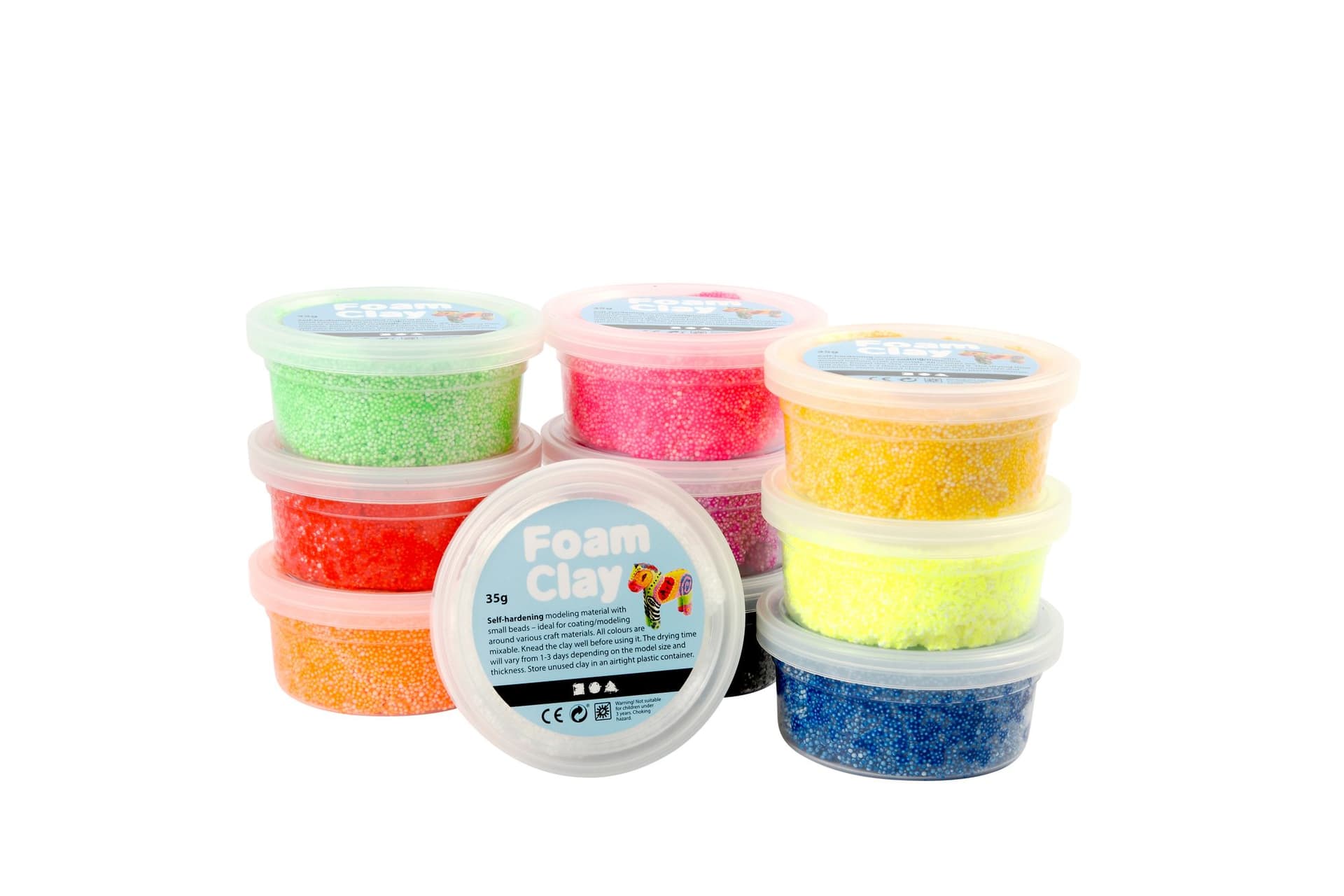 Klei Foam Clay basic 10 x 35gr 10 kleuren 2