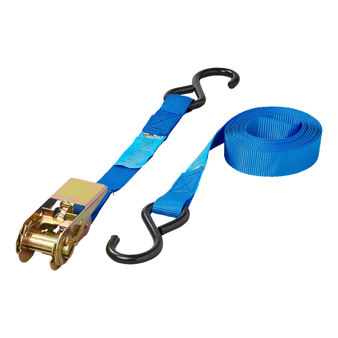 Spanband ProPlus ratel 5 meter met 2 haken blauw 2