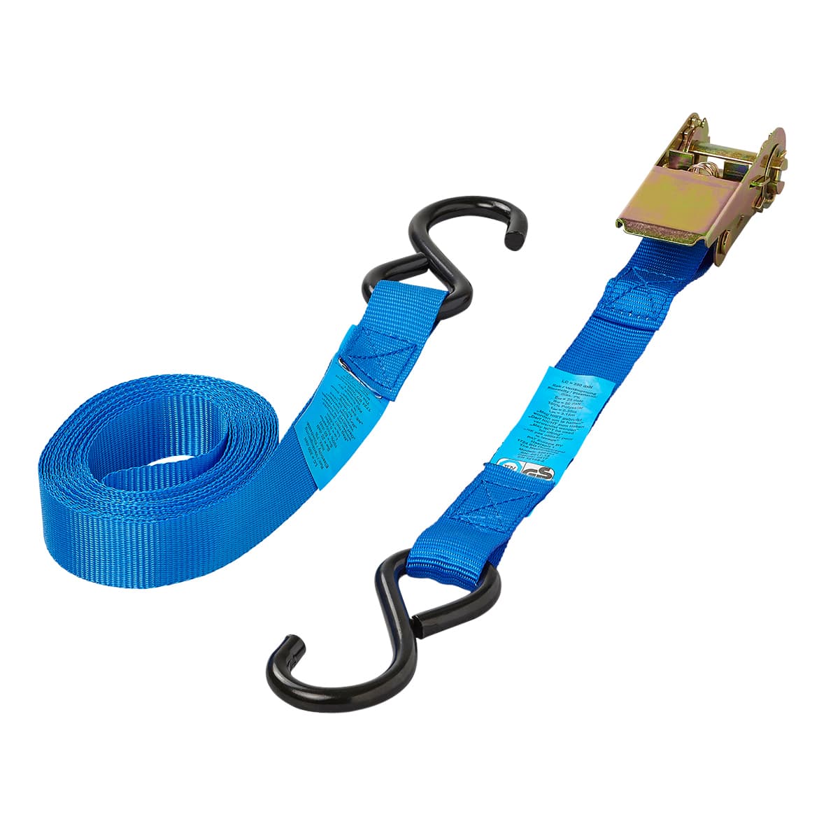Spanband ProPlus ratel 5 meter met 2 haken blauw 3