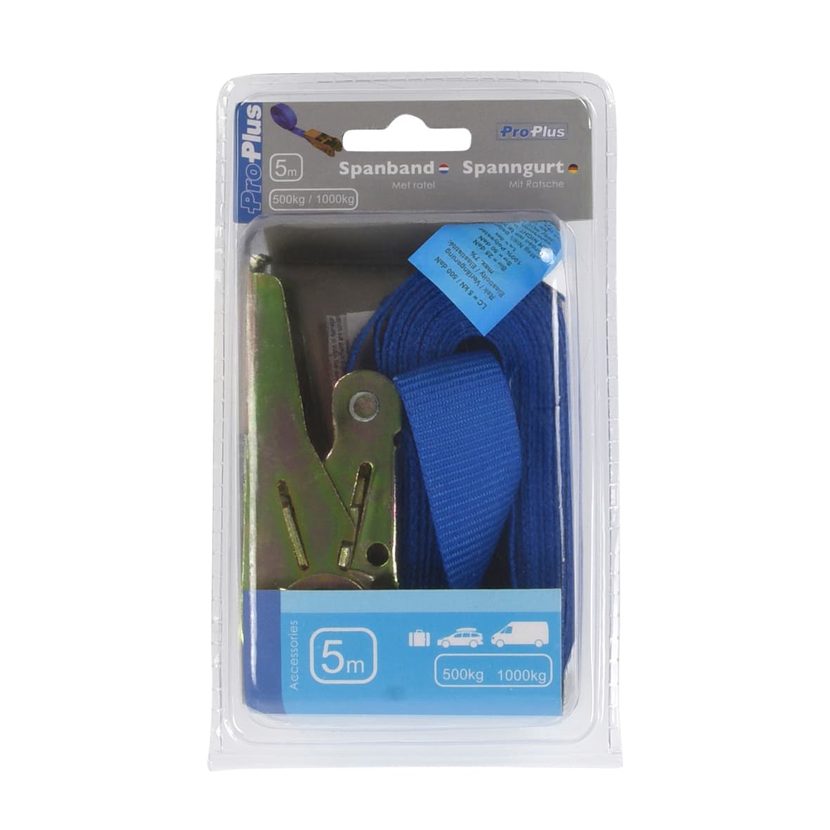 Spanband ProPlus ratel 5 meter blauw