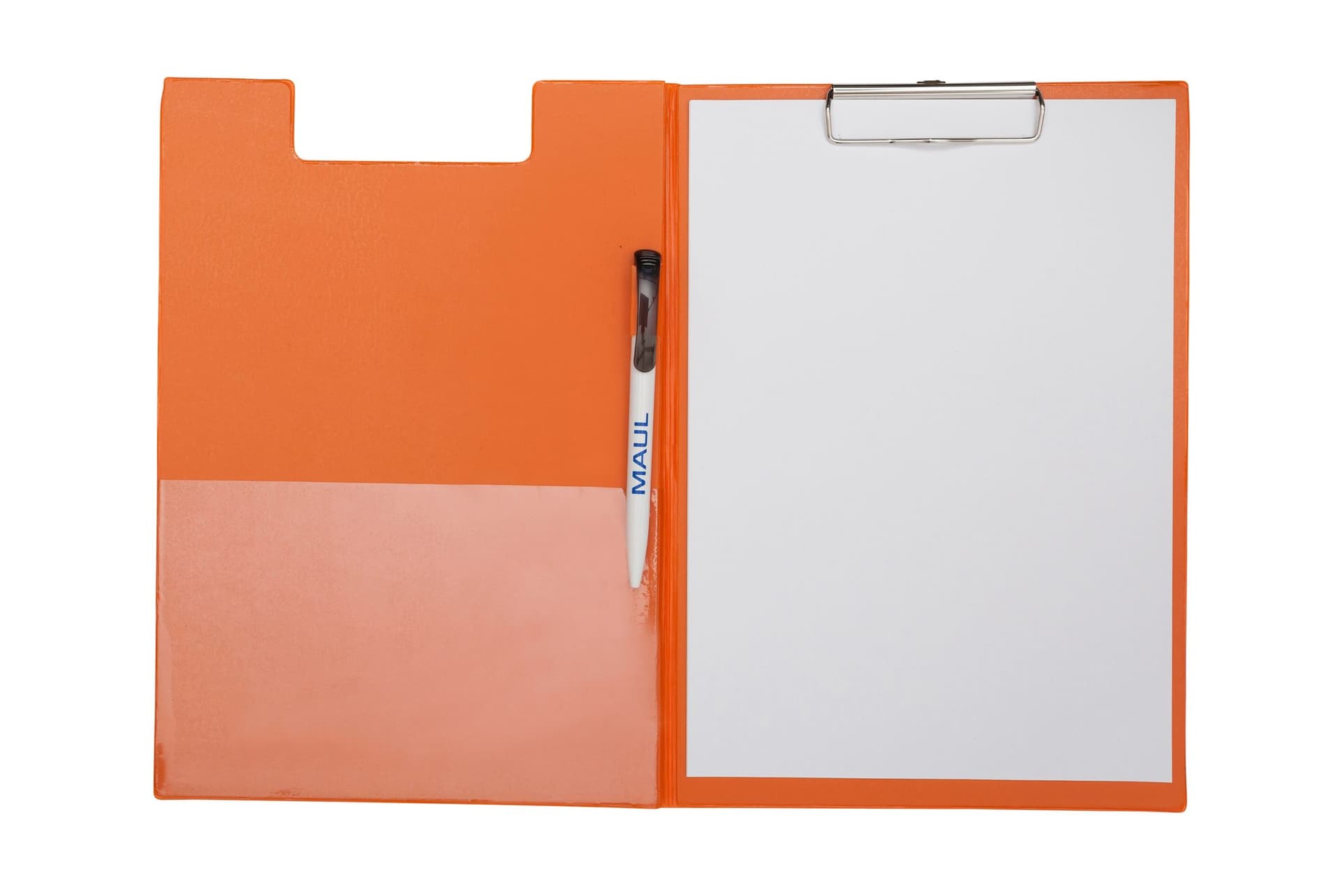 Klembordmap MAUL A4 staand met penlus PVC neon oranje 4