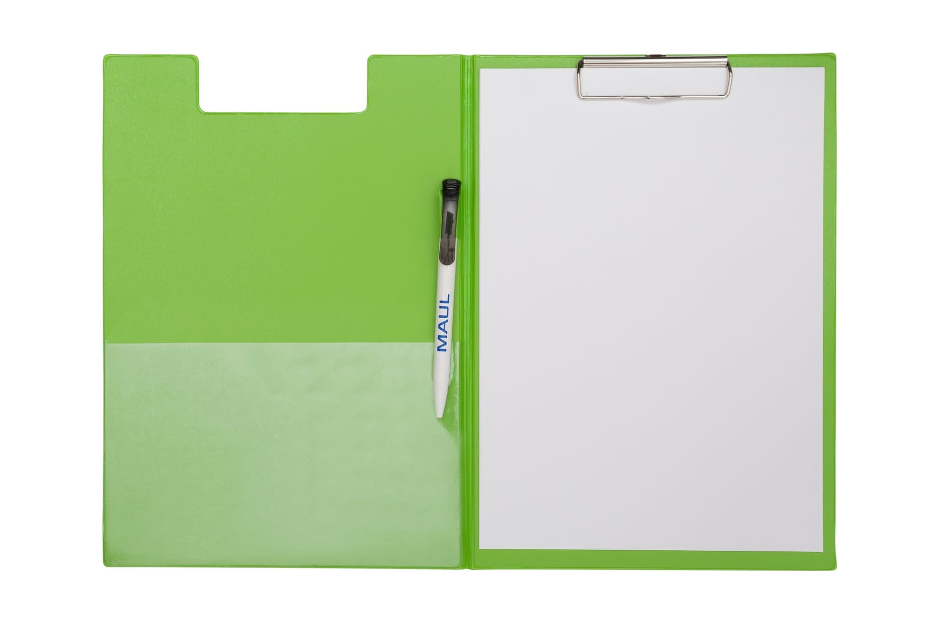 Klembordmap MAUL A4 staand met penlus PVC neon groen 4
