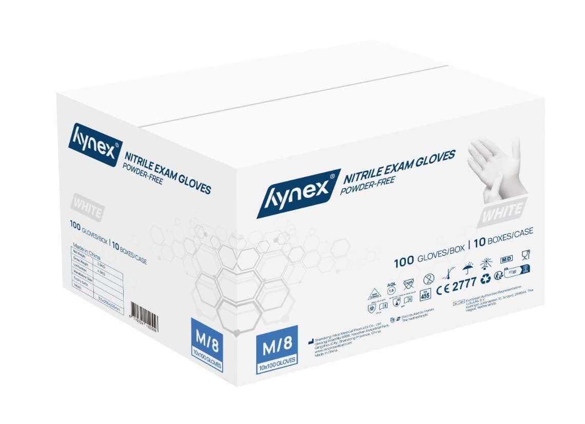 Handschoen Hynex nitril M wit 3.5g 100 stuks 3