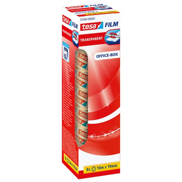 Plakband tesafilm® 10mx19mm transparant 8 rollen