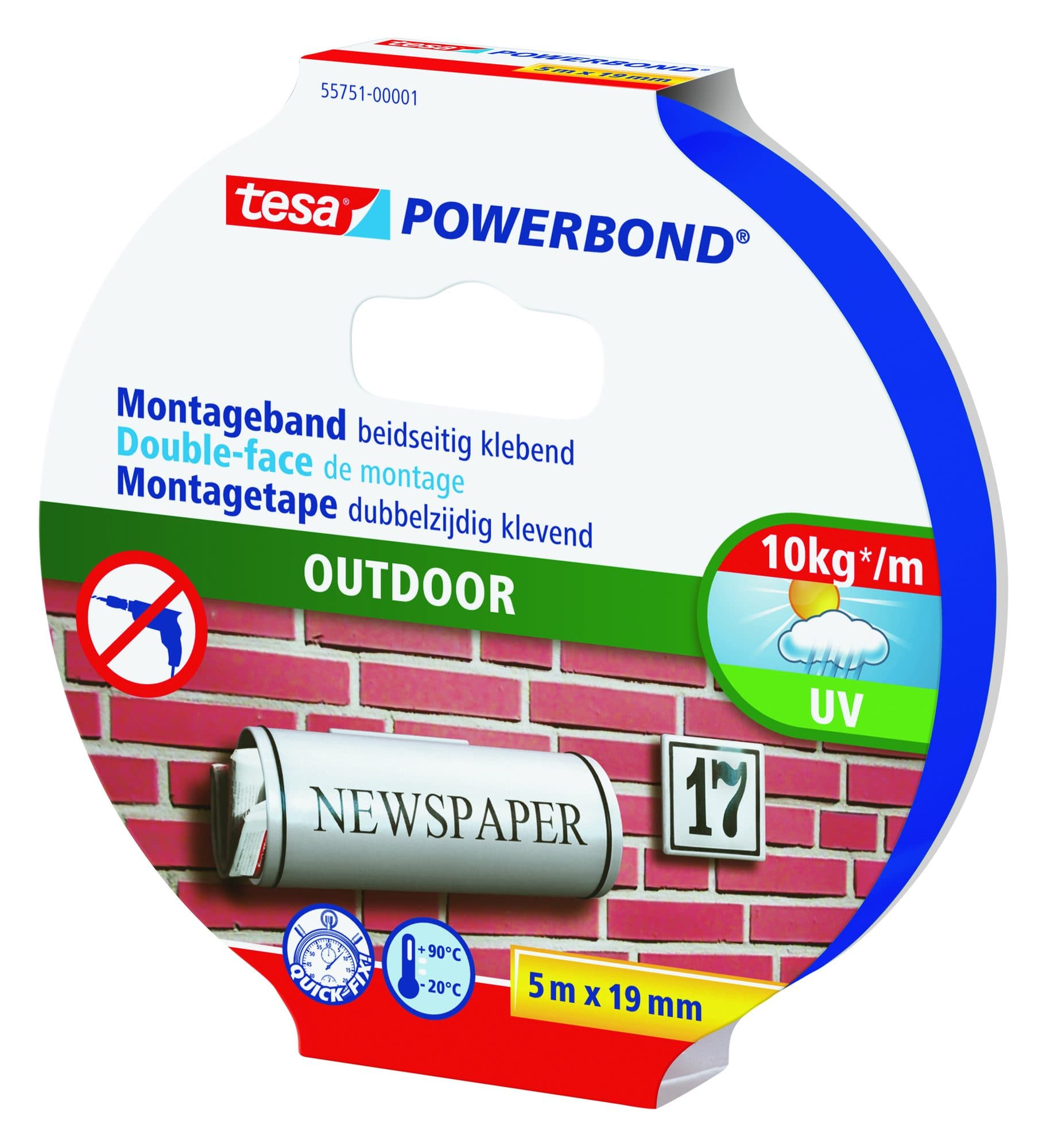 Montagetape tesa® Powerbond Outdoor dubbelzijdig 5mx19mm transparant 2