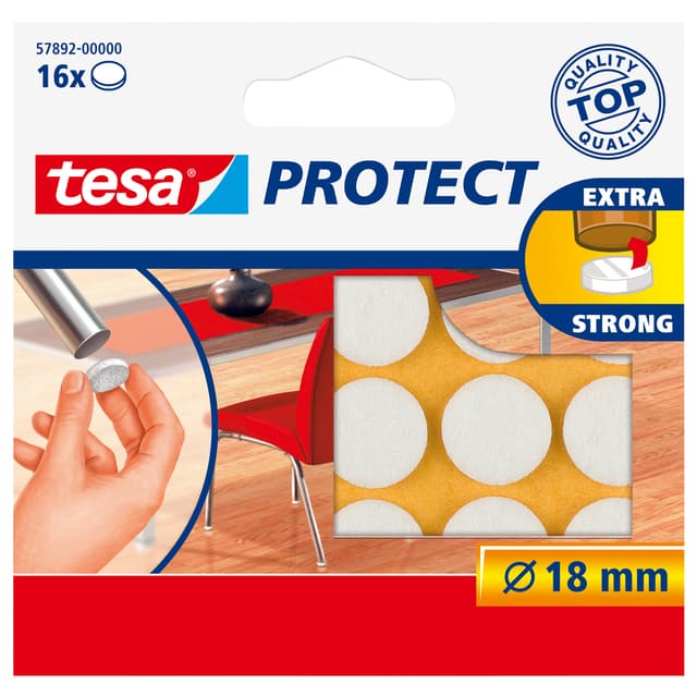 Beschermvilt tesa® Protect anti-kras  Ø18mm wit 16 stuks