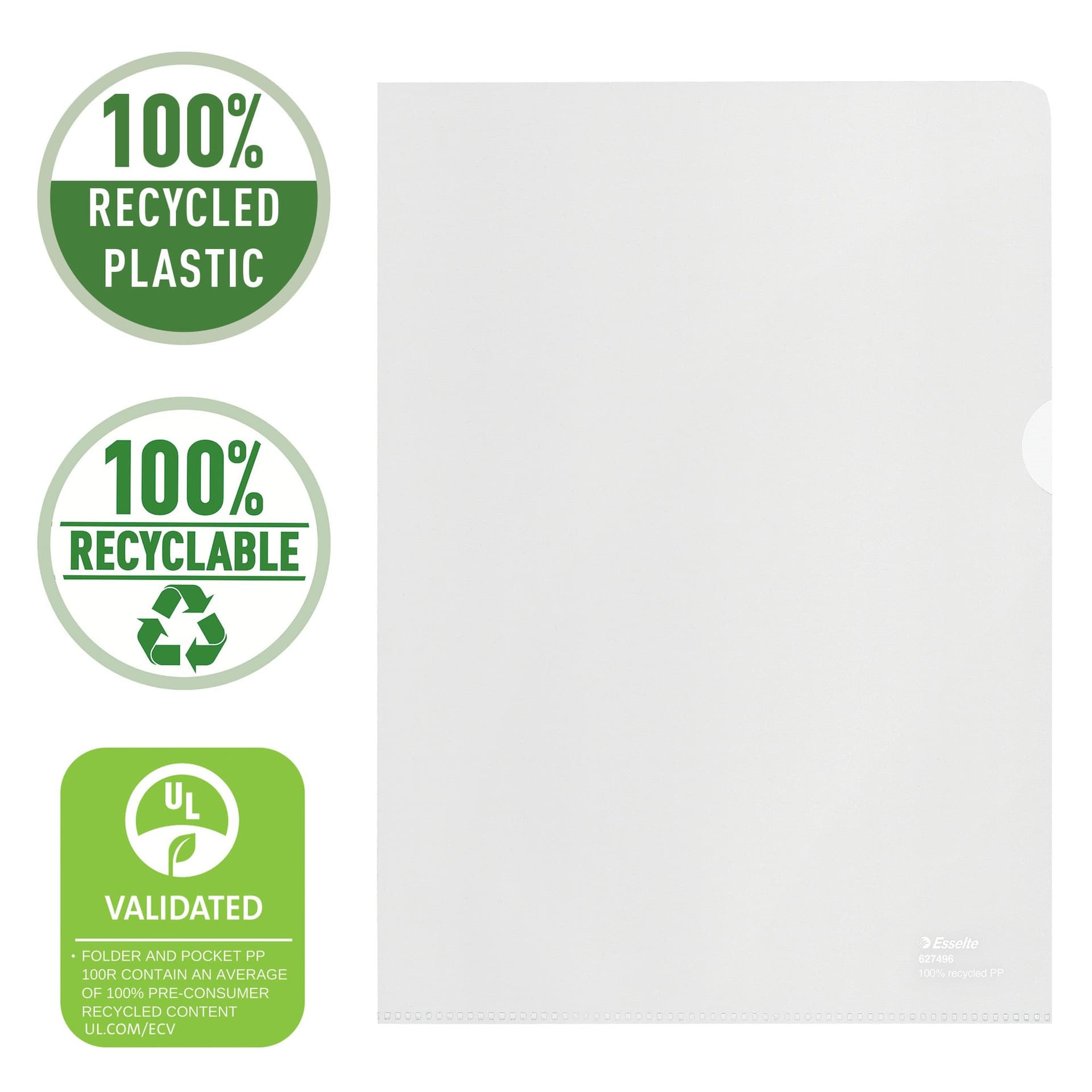 Insteekmap L-model Esselte A4 100% gerecycled 0.10mm transparant 100 stuks 6