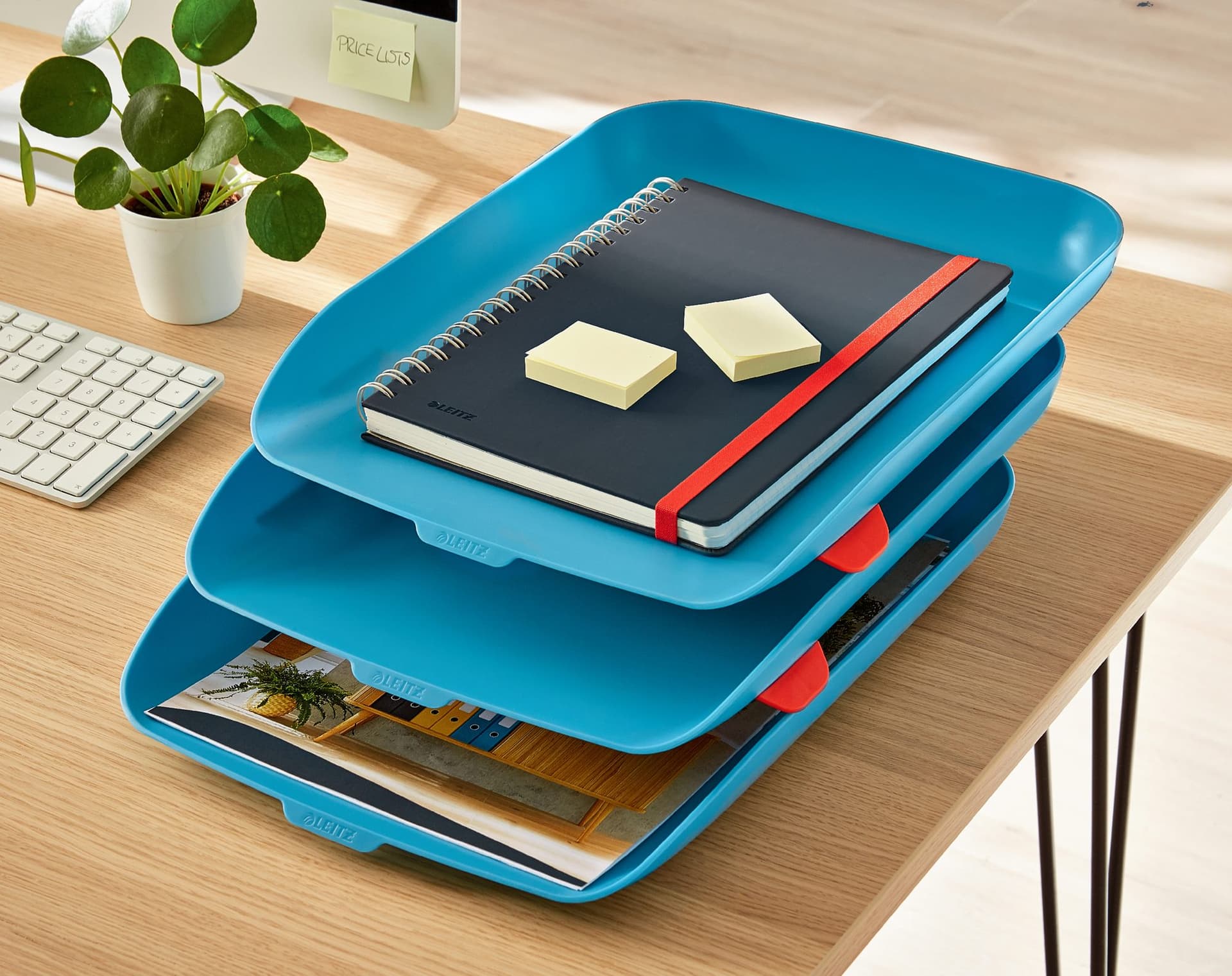 Brievenbak Leitz Cosy set van 3 A4 sereen blauw 3